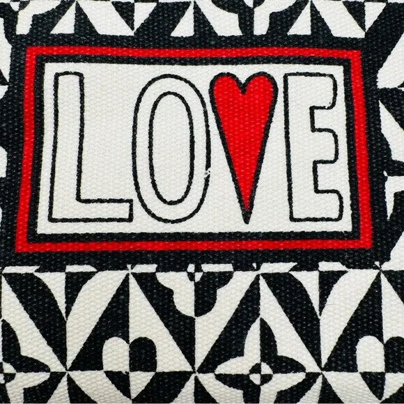 Brighton LOVE Zip Pouch Black White Geometric Canvas 9x5.5 - Picture 3 of 11